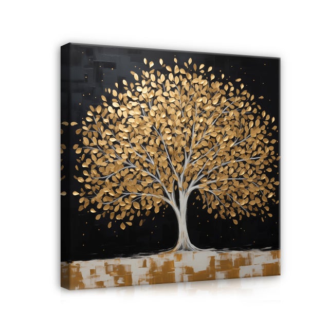 Impression sur Toile Abstraction Arbre Magie Feuilles Art Moderne 80x80 cm XXL Tableau Décoration Murale Intissée pour Salon Chambre pret a accroche