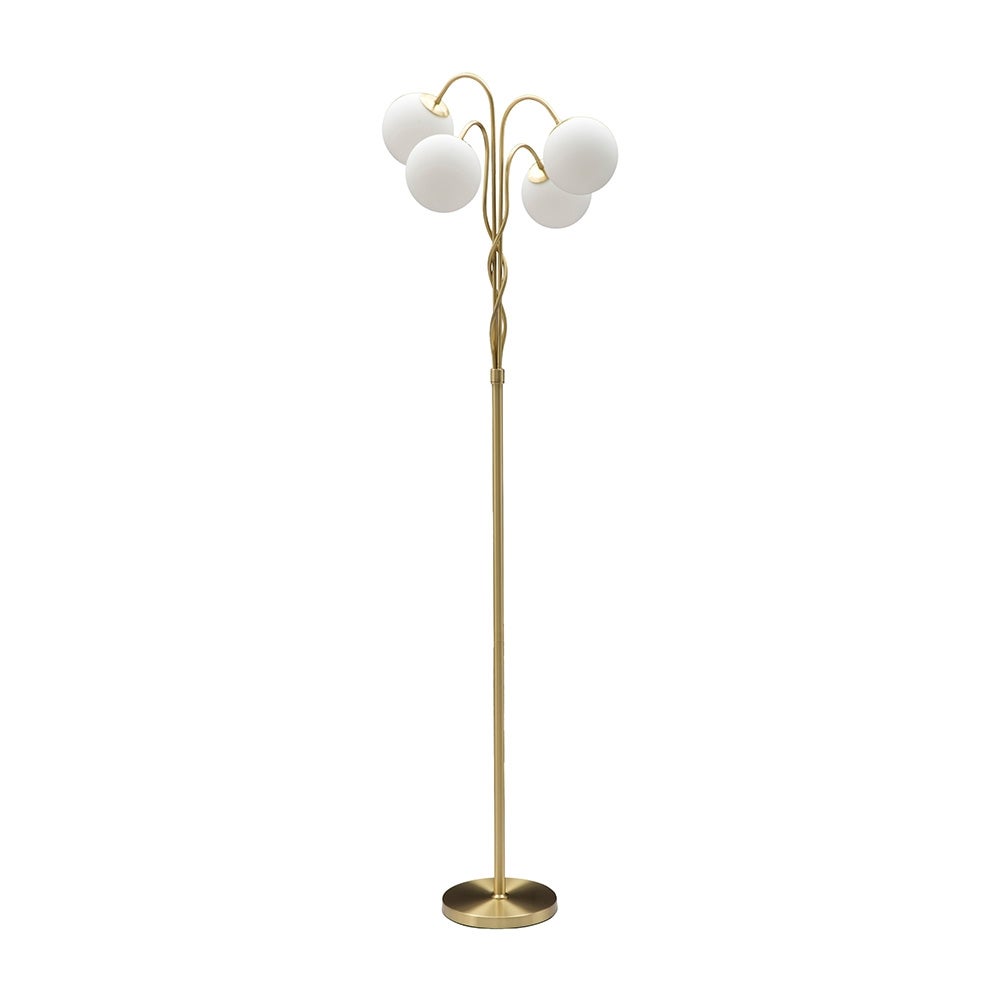 Lampa podłogowa z plecioną strukturą i matowymi szklanymi kulami Glamy 4