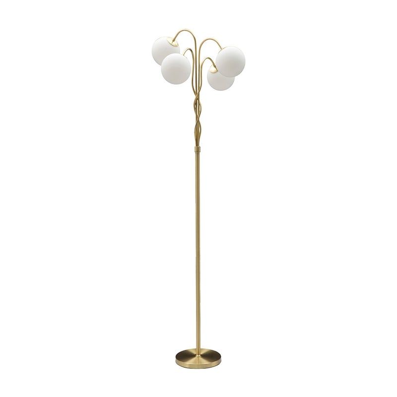 Lampa podłogowa z plecioną strukturą i matowymi szklanymi kulami Glamy 4