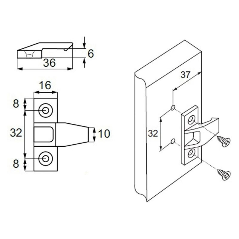 Connecteur de panneaux push fit - Décor : Noir - Entraxe : 32 mm - Fixation : A visser - Charge : 20 kg -ITAR - 3