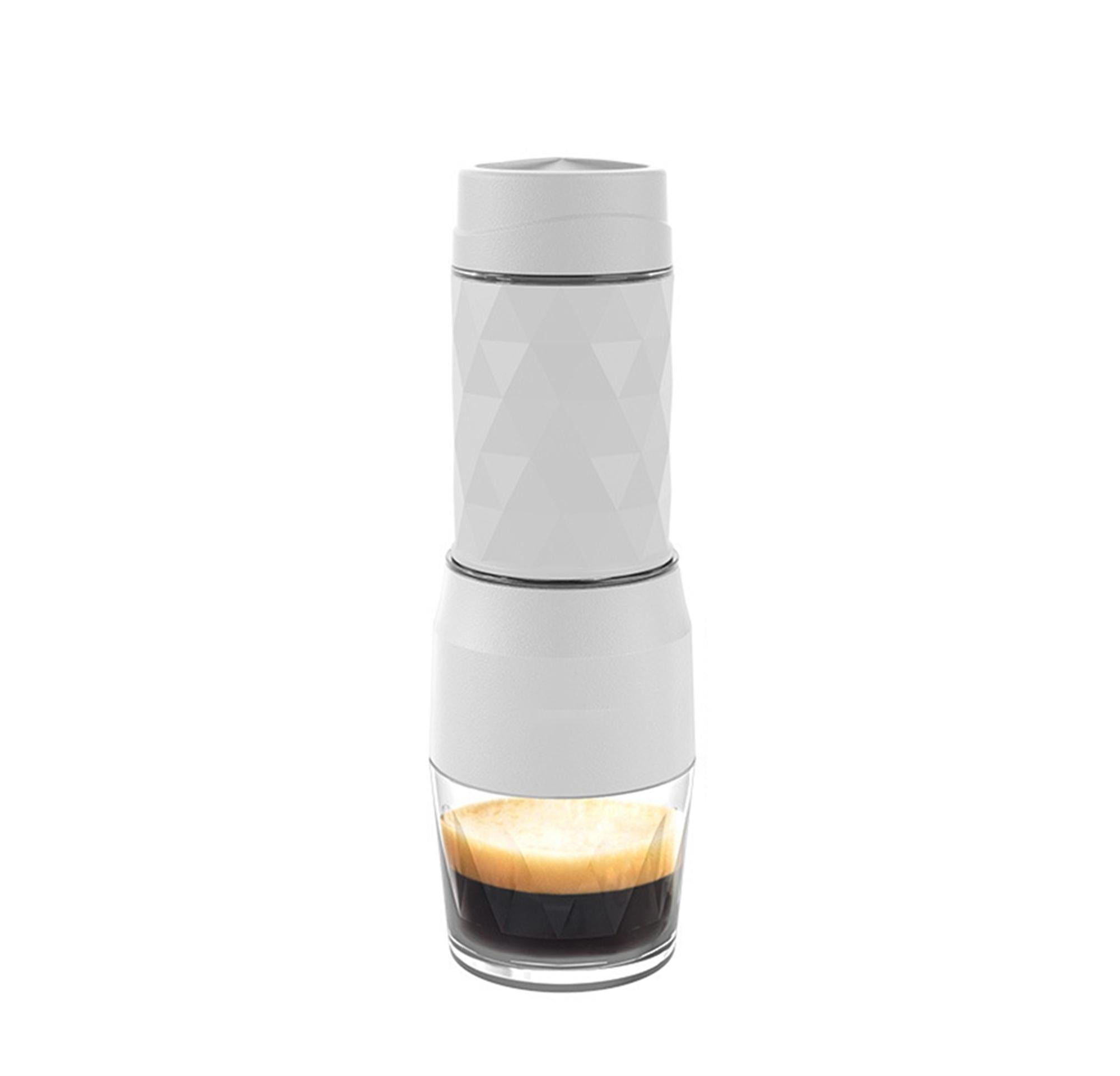 Machine à café expresso manuelle portable, compatible avec capsules et café moulu, fabrication de café et mousse, 120 ml, Blanc