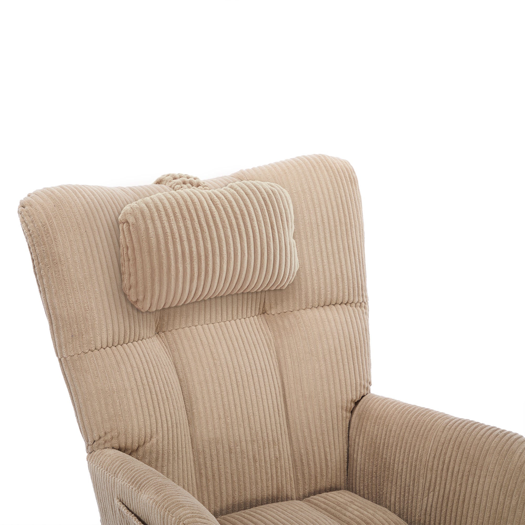 Fotel bujany 102 x 65 x 92 cm - siedzisko wyściełane - oparcie wysokie - z poduszką pod szyję - brązowy - 9