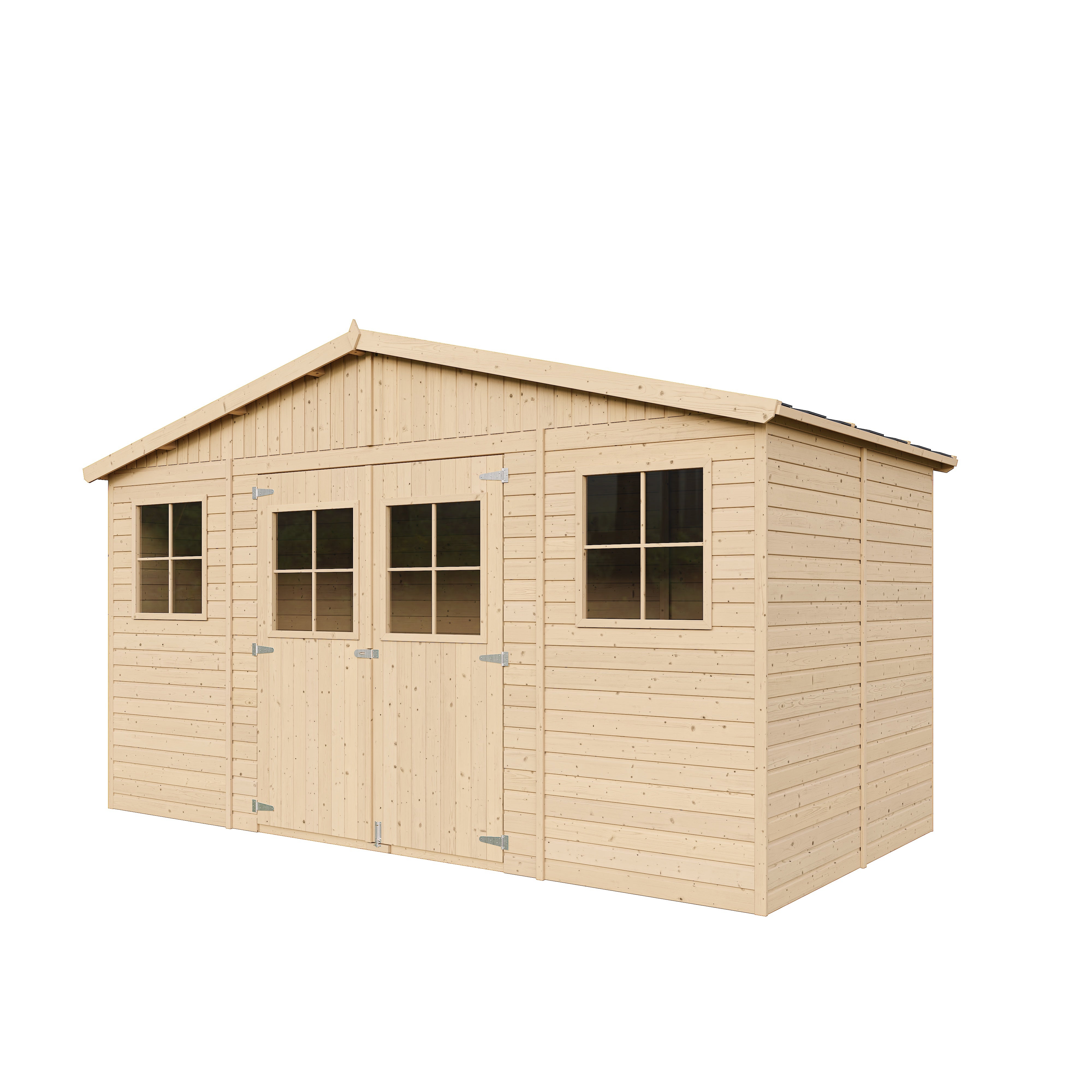 Cobertizo de madera para jardín CON SUELO TRATADO - A246x418x220cm/8m2 Cobertizo de madera natural - Taller de Jardín - TIMBELA M332+M332G - 6