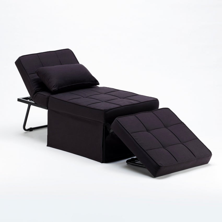 Pouf poltrona letto pieghevole in tessuto Sweet Relax - Nero - 5