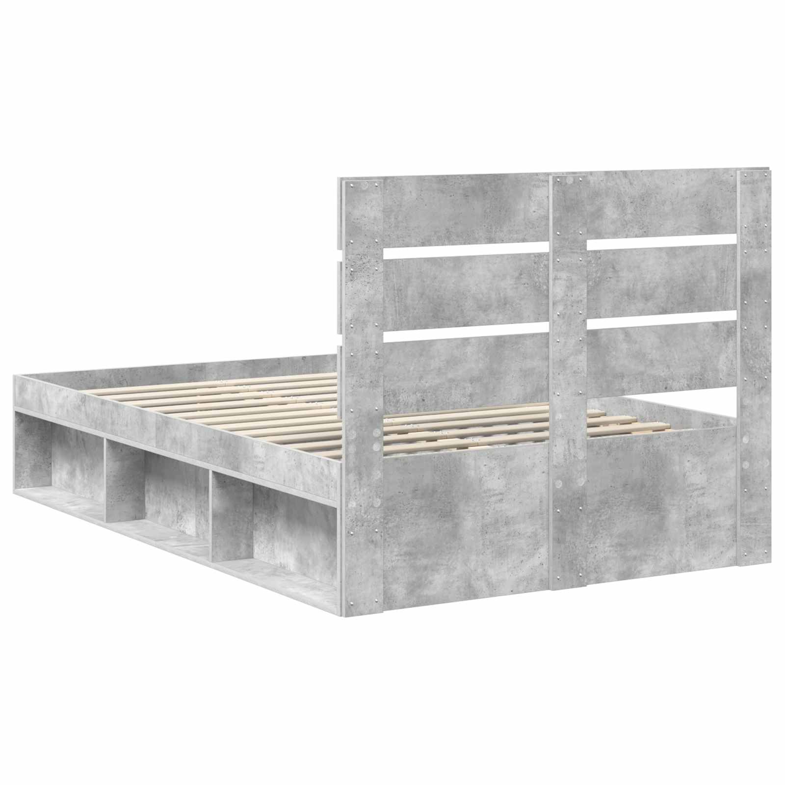 Cadre de lit aspect béton 120 x 190 cm pin massif - 9
