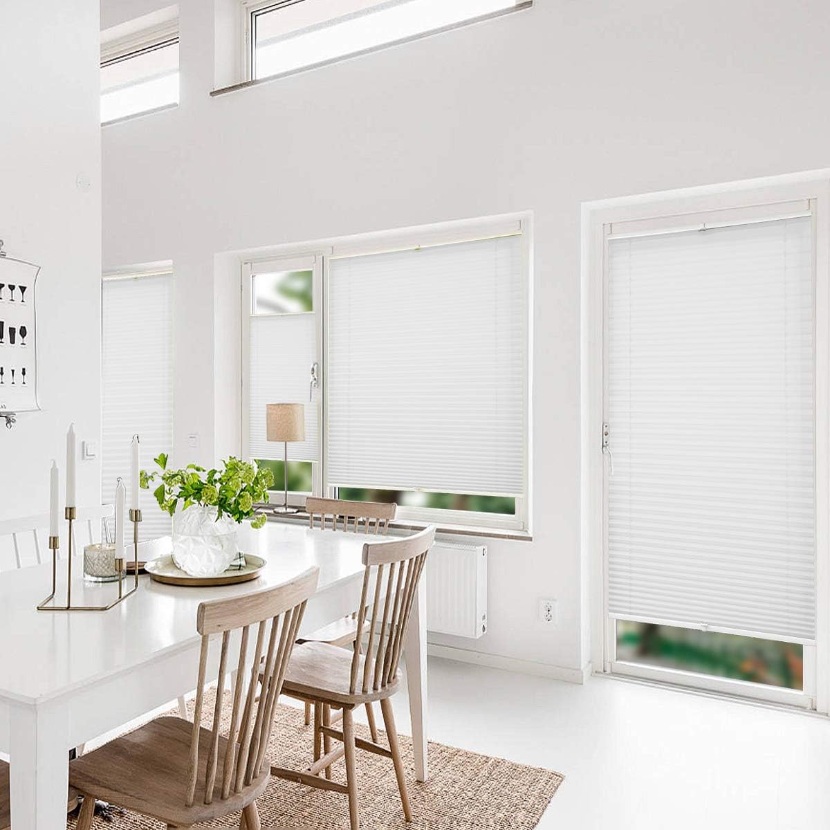 Persianas plissadas 40L x 100L cm sem necessidade de furação, fáceis de instalar com clipes para janela ou porta, decoração moderna para quarto - 5