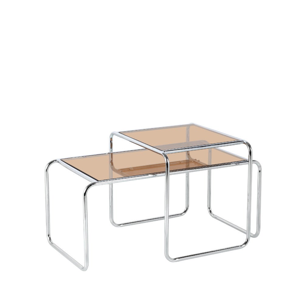 Rika - Table basse en verre pieds chrome L80cm- Verre ambré - 3