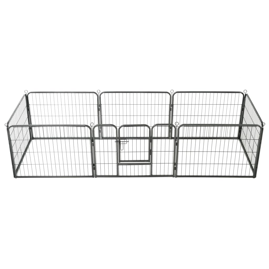 Maison Exclusive - Corral para perros 8 paneles de acero 60x80 cm negro ...