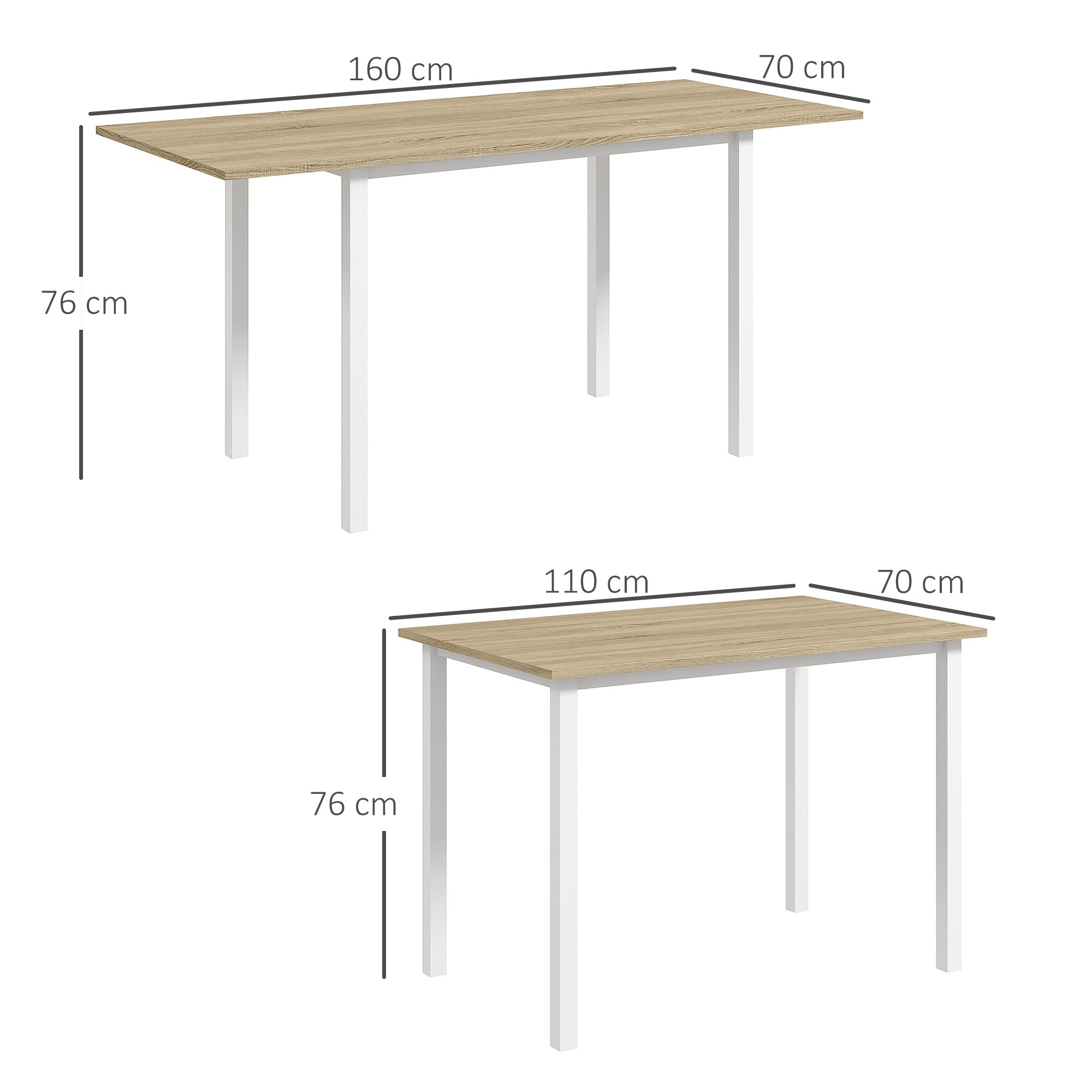 Mesa de Jantar HOMCOM MDF e Aço Natural wood finish 160x70x76 cm - 4