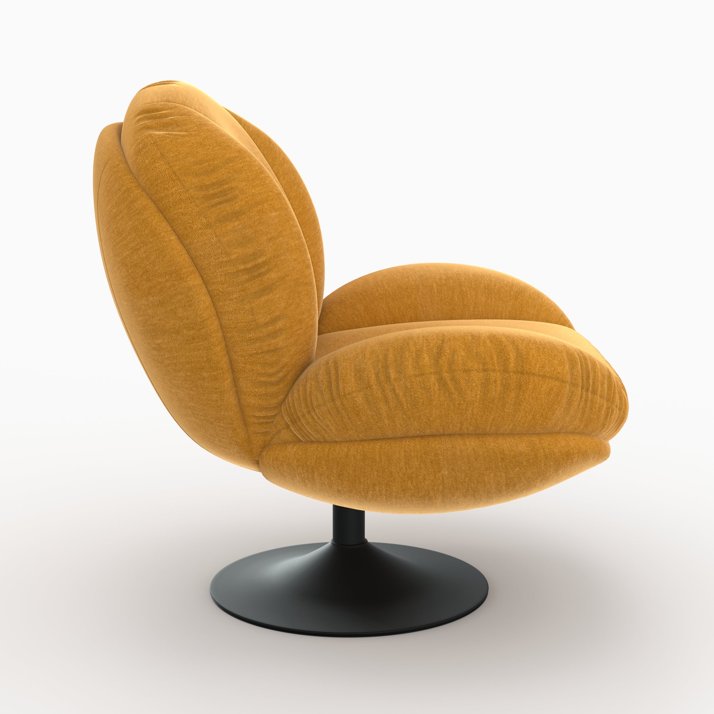 Fauteuil pivotant en tissu effet velours jaune moutarde - Ricci - 2