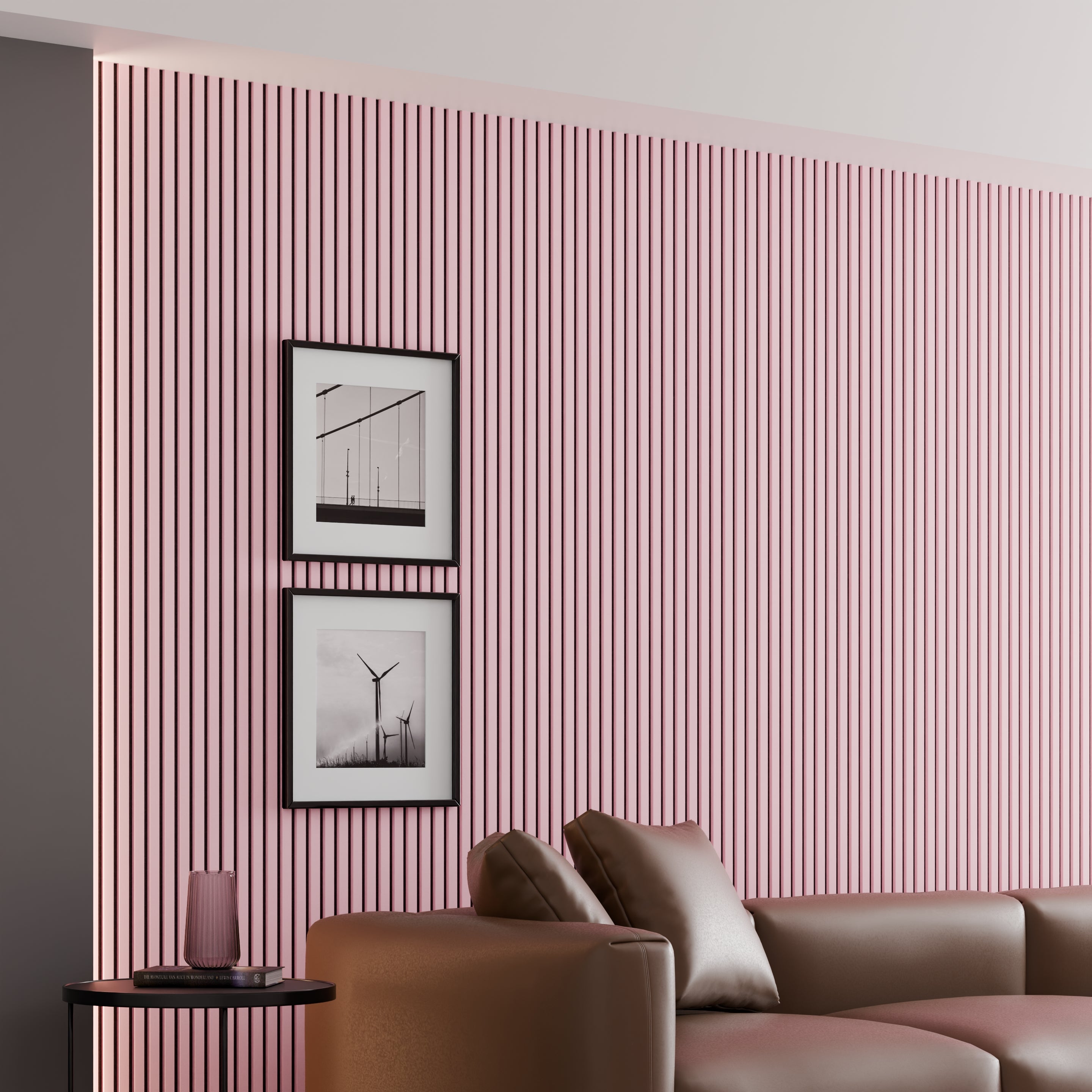 Panneau Acoustique 11mm - Rose - Feutrine Noire - 240x60cm - Lot de 4 - 4