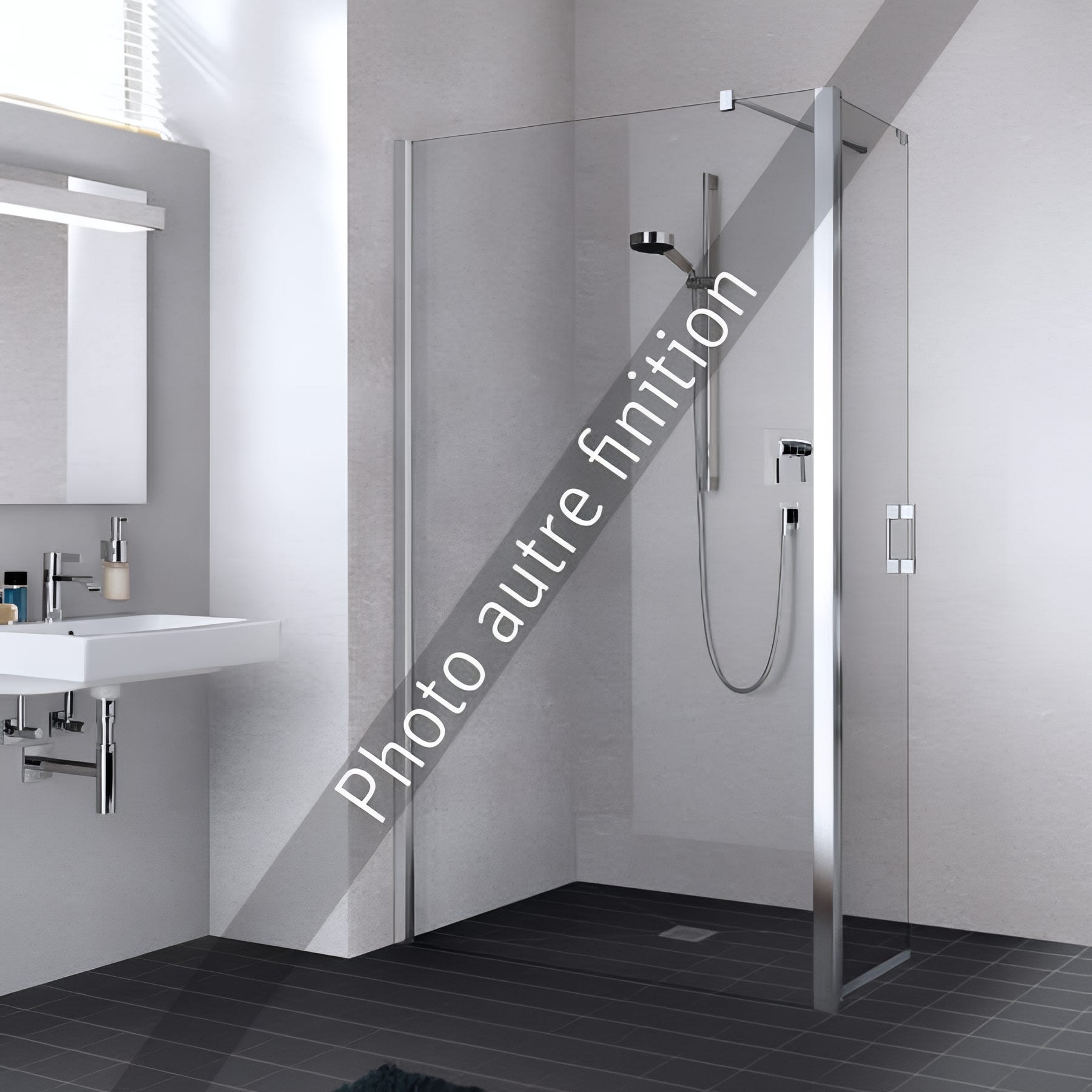 Paroi de douche walk-in largeur 80cm hauteur 200 cm argent finition mat ...