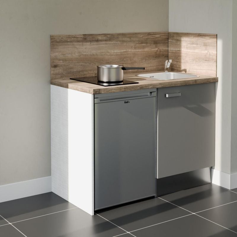 Kitchenette K08L-PT - 120 cm - plan stratifié, évier inox, - Façade ...