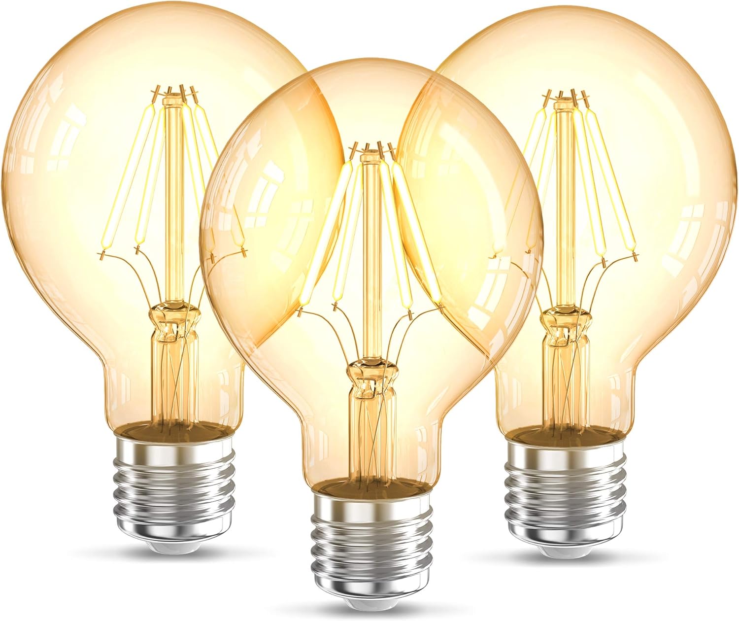 Zestaw 3 żarówek LED Edison retro BKLicht G80 I E27, 4 W, ciepłe białe światło 2 200 K, jasność 320 lm, żarówka z żarnikiem retro