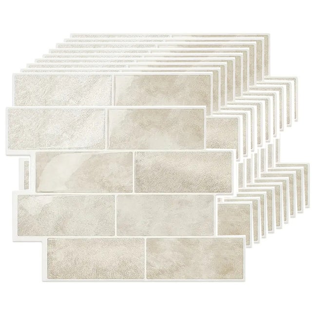 10 láminas de azulejos adhesivos Peel and Stick para salpicaderos - Azulejos adhesivos 3D Peel and Stick para cocina y baño - Caqui