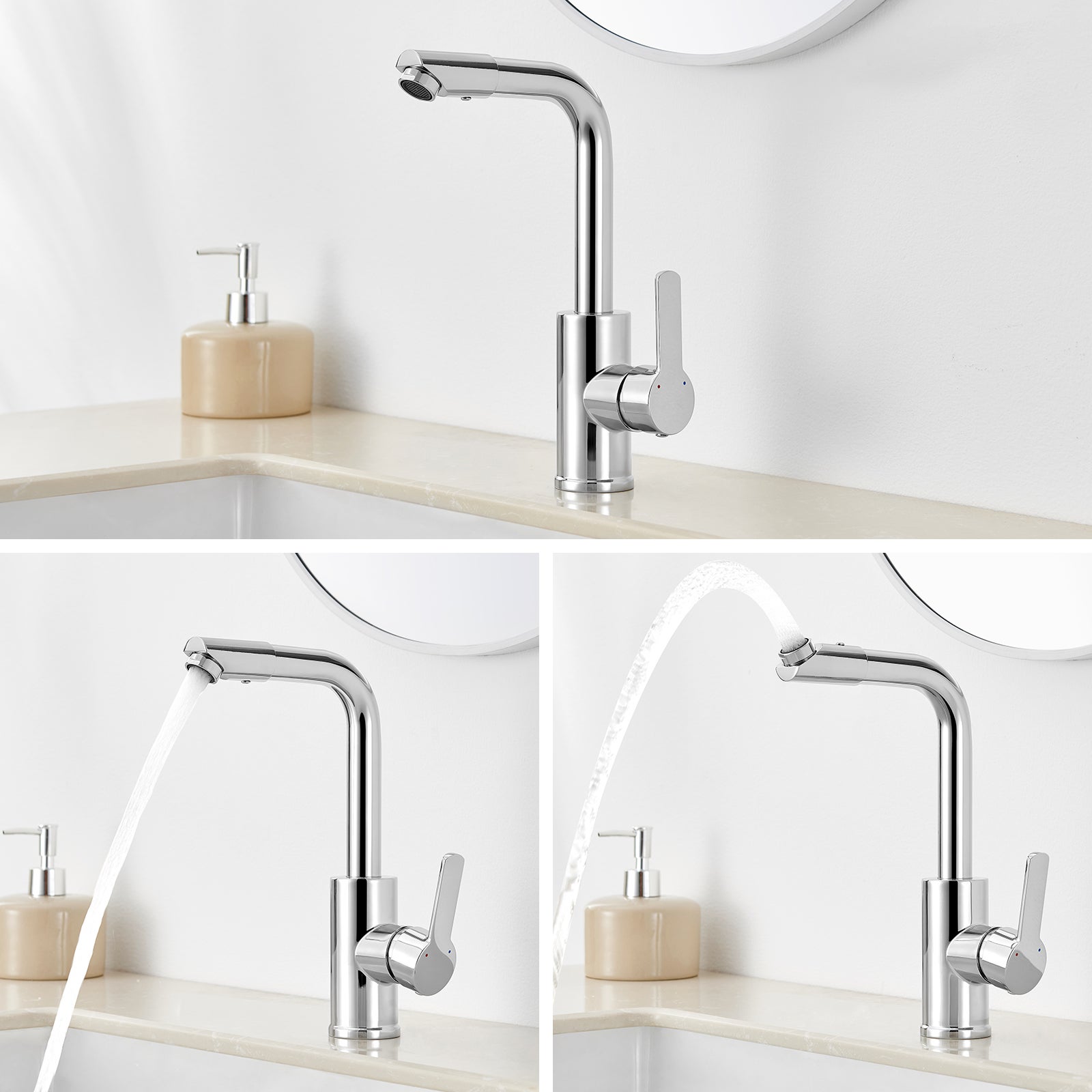 Robinet D'eau Chaude Froide Acier Inoxydable Brossé Pour Cuisine Salle