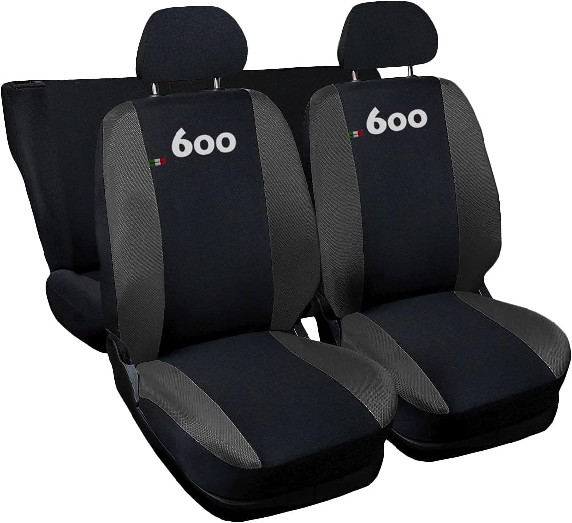 Coprisedili Auto Per Karl - Set Completo Anteriore/Posteriore, Nero-Grigio, Made In Italy - Foto 7