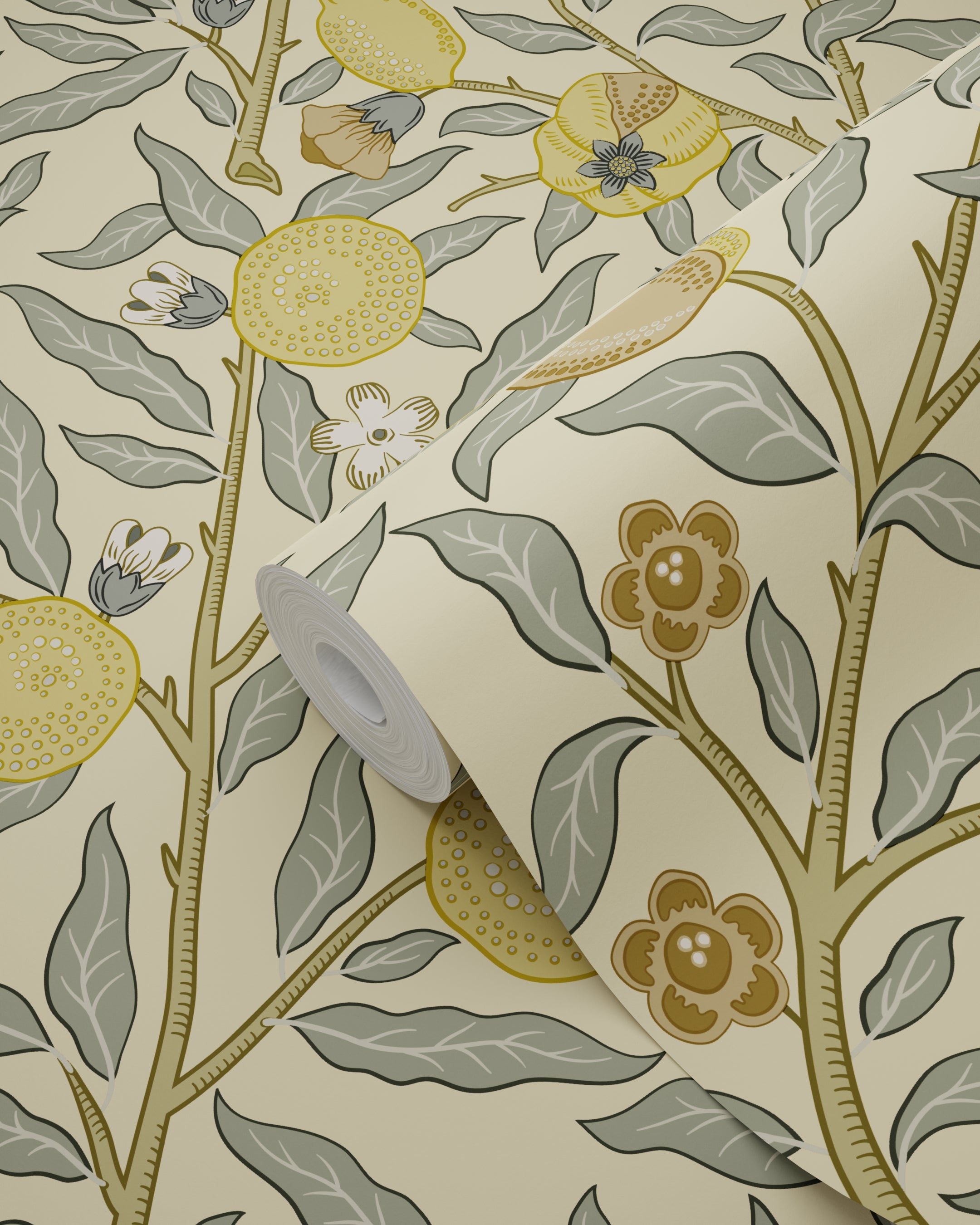 Papier peint des fruits et des feuilles exotiques jaune et vert - 50 x 900 cm - ESTAhome - 7
