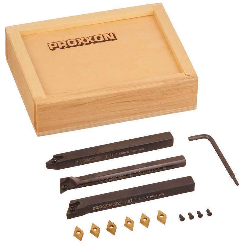 Set cutite cu placute din tungsten pentru strung de metal Micromot Proxxon 24555, 3 piese