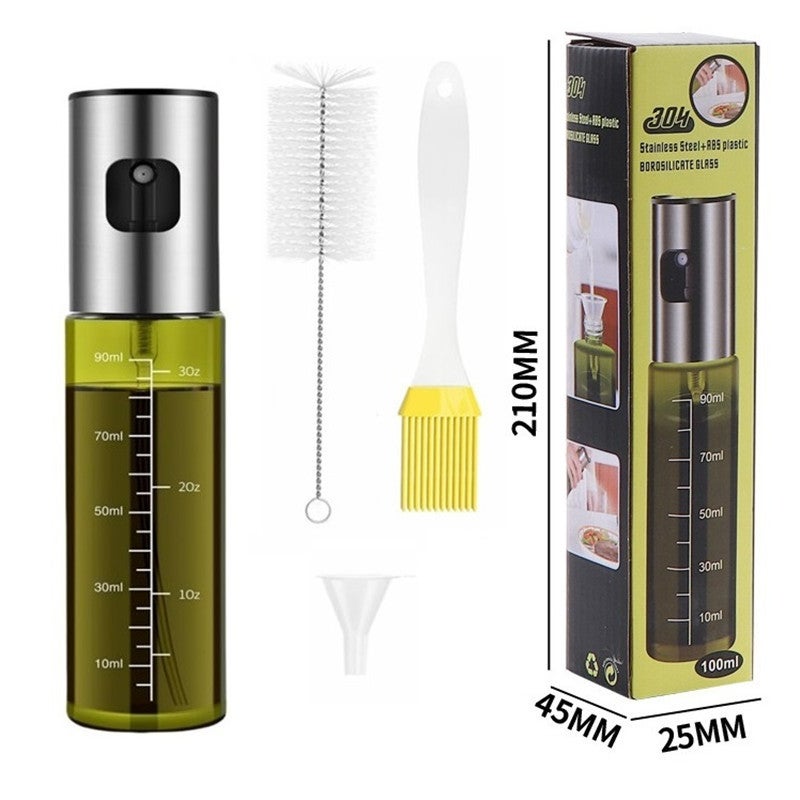 Rozpylacz do oleju kuchennego, zielony 100 ml ze skalą, szklany rozpylacz do oleju z ochroną UV, odpowiedni do grillowania