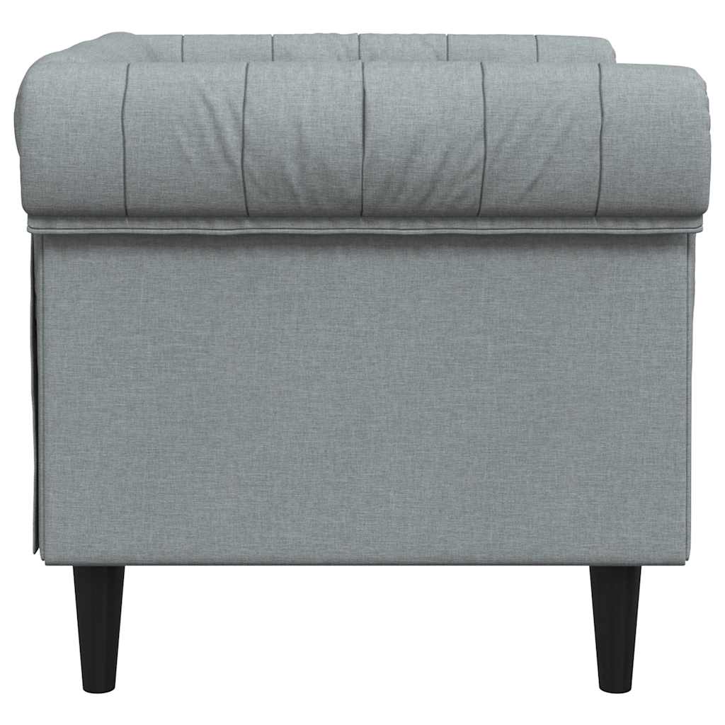 vidaXL Fauteuil Chesterfield gris clair tissu - 5