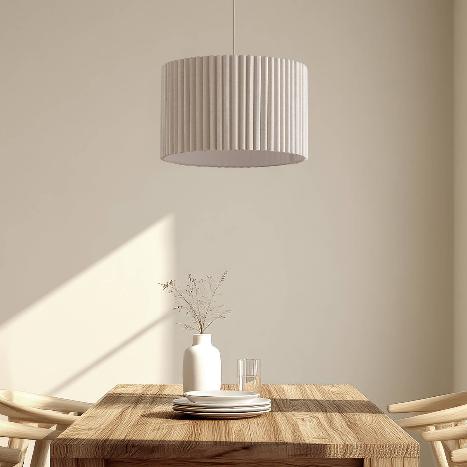 Suspension Lindby Libbie, Ø 45 cm, lin, couleur crème, Suspension Luminaire, Lampe plafond, Luminaire Plafonnier, Lampe Suspendue, Suspension - 4