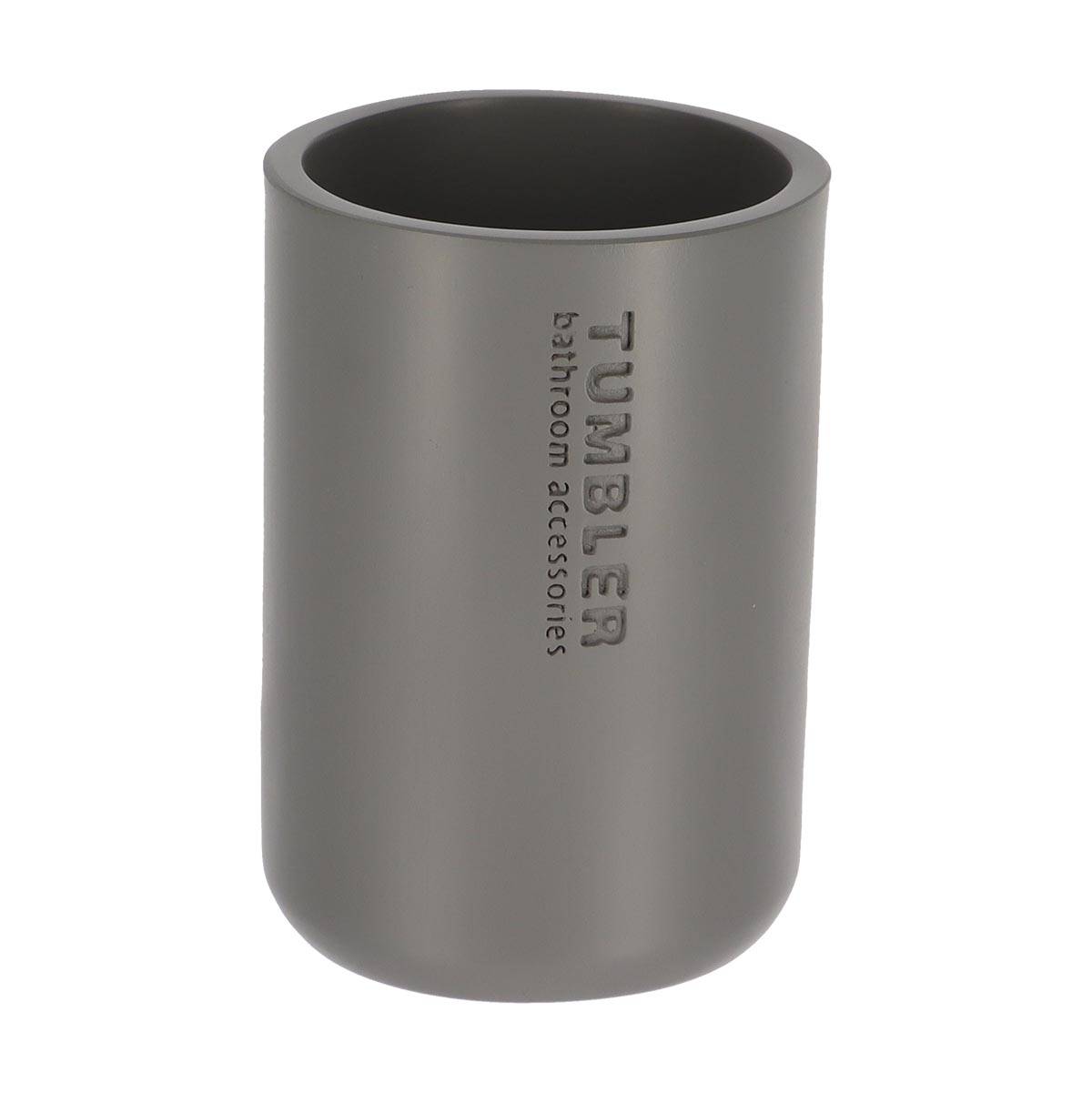 Gobelet En Polyrésine Zen Gris MSV - Design Asymétrique Pour Salle De Bains Moderne - 13,5x8x18 Cm - 8