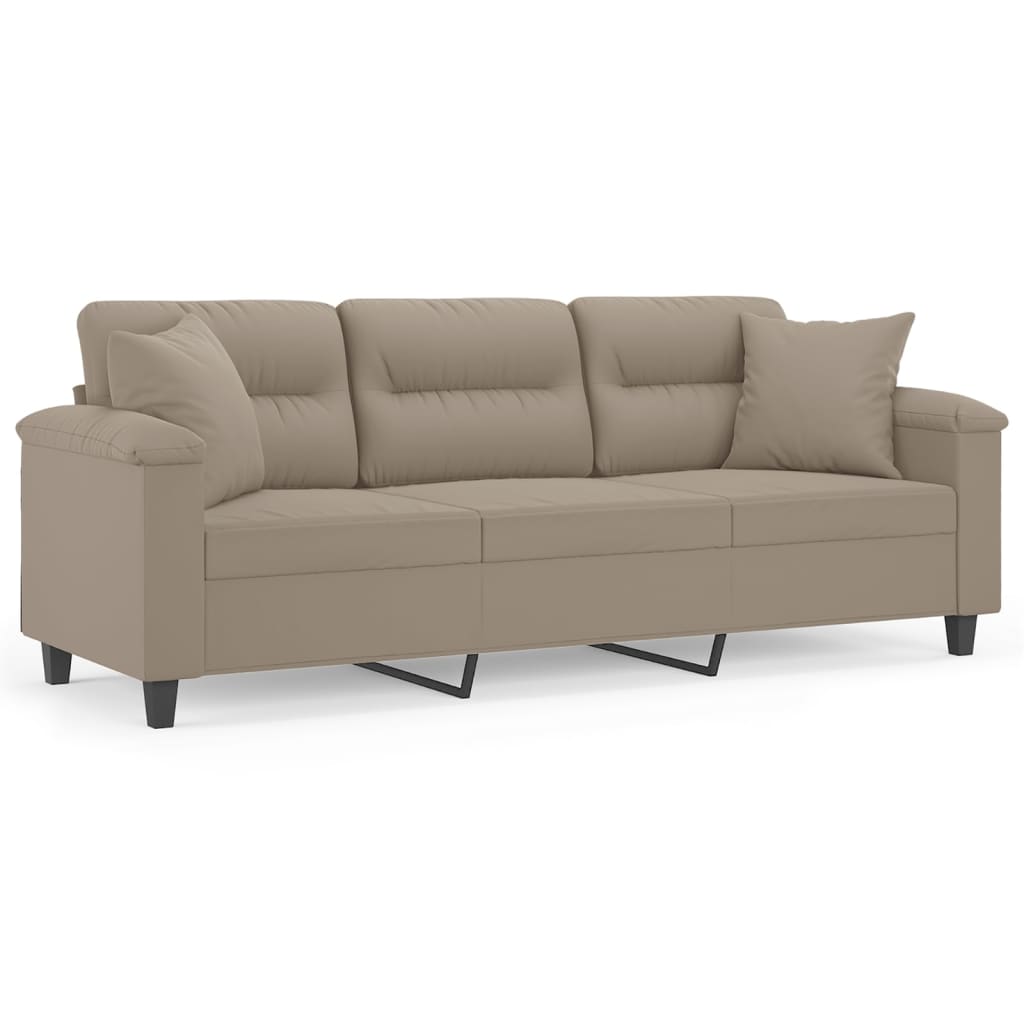 Sofá de 3 plazas | sofá de salón | sofá de descanso con cojines tela microfibra gris taupe 180 cm cfw78211