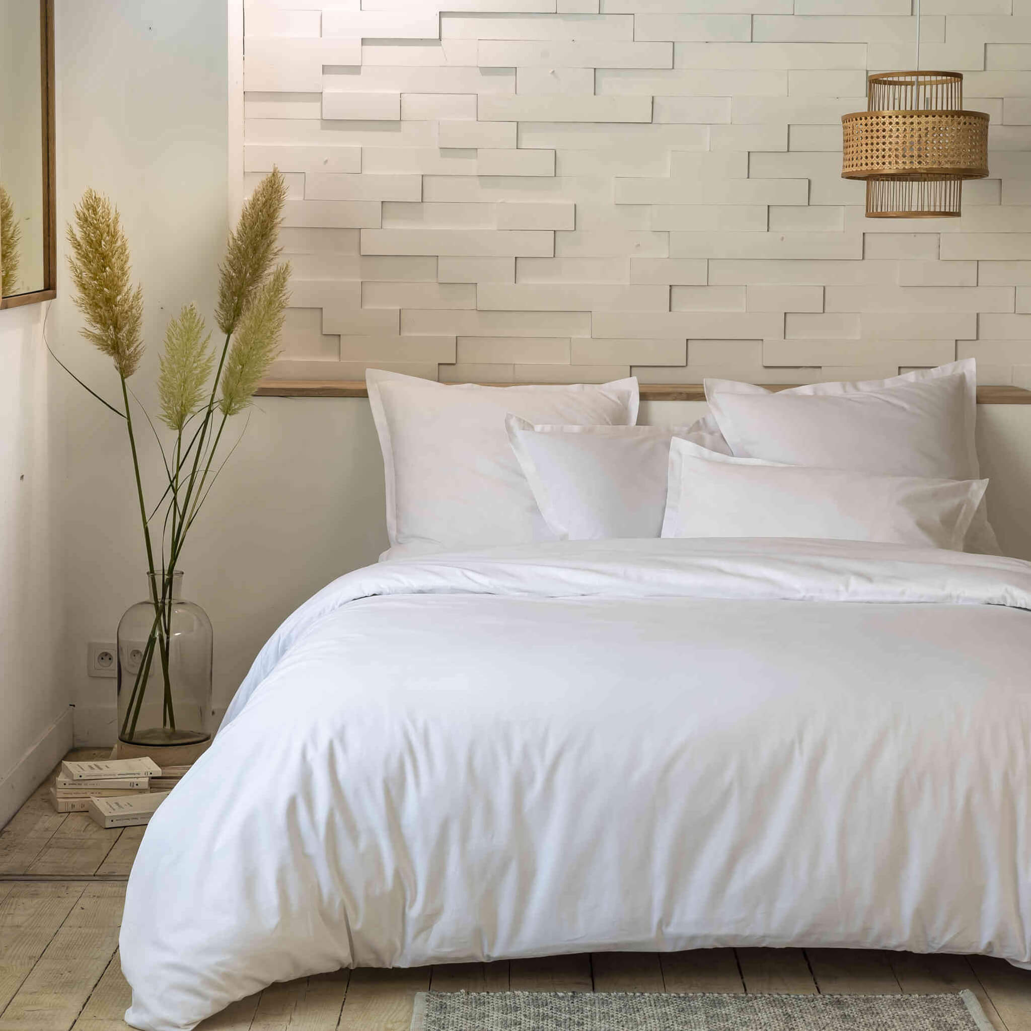 Parure de lit percale unie blanc 260x240 cm | Leroy Merlin