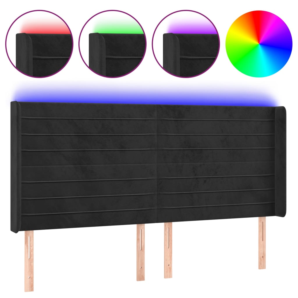 Maison Exclusive - Tête de lit à LED Noir 183x16x118/128 cm Velours - 2