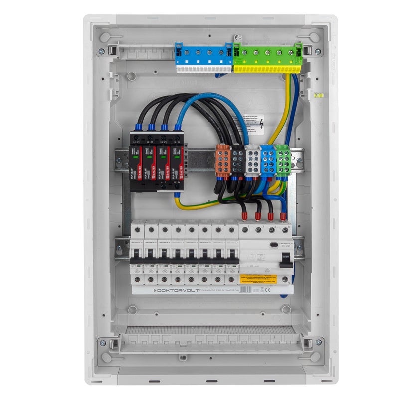 Rozdzielnica modułowa podtynkowa 2x12 zabezpieczona 8xMCB 1xRCCB VDE ogranicznik przepięć Saltek 505,50x348x98mm DV-6203-PT