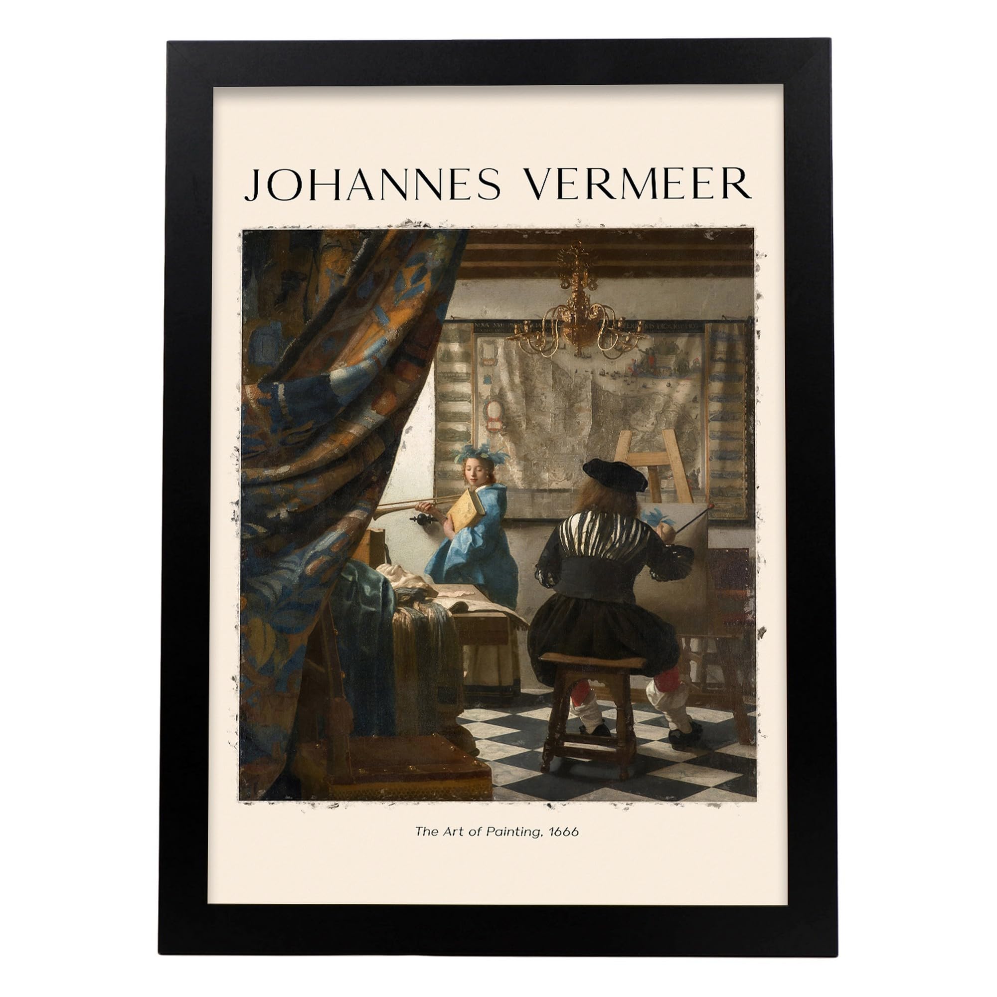 Lámina poster de arte de pintar cuadros decorativos para tu hogar estampados impresiones de pared inspiradas en johannes vermeer a3 con marcos negro