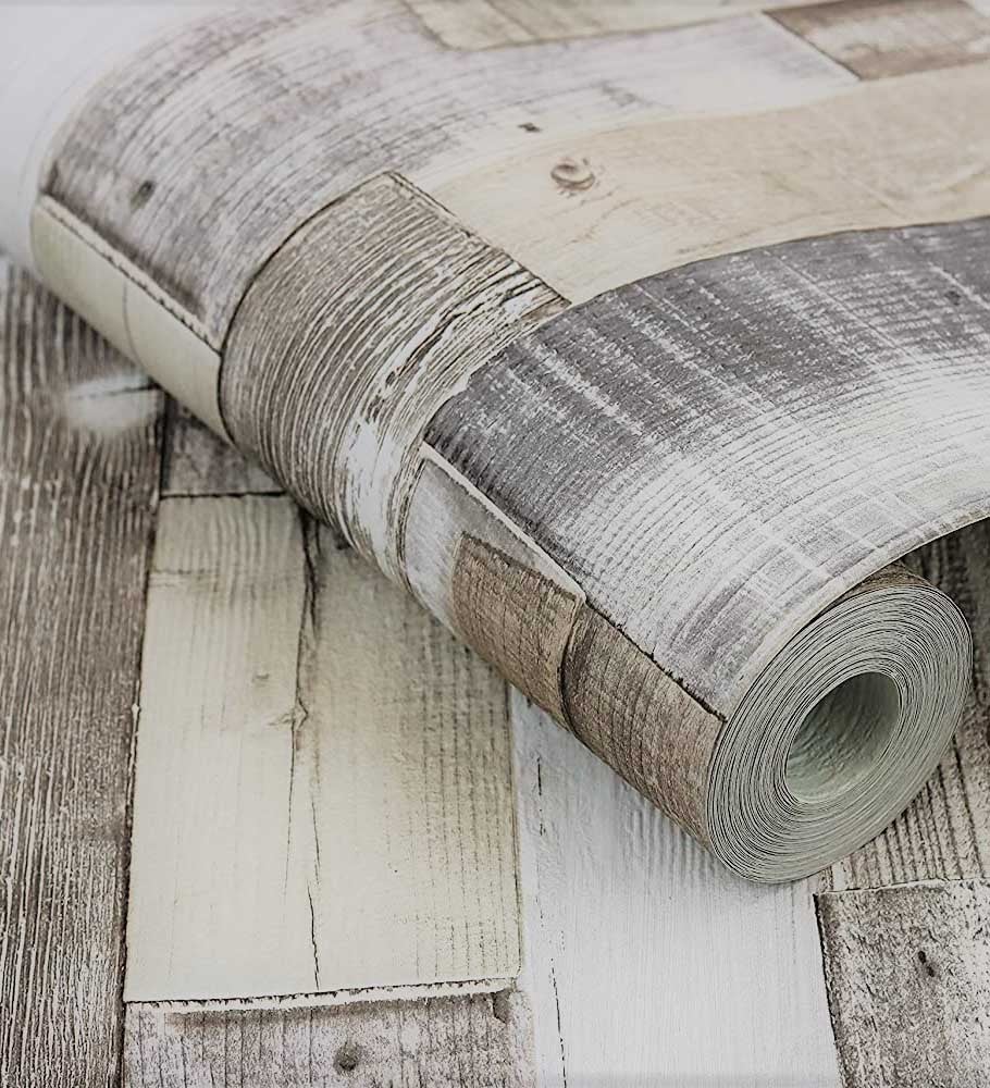 Papier peint planche de bois style nordique texturé beige gris - Suances 6219 de GAULAN - Rouleaux de 10 m x 0,53 m - 3
