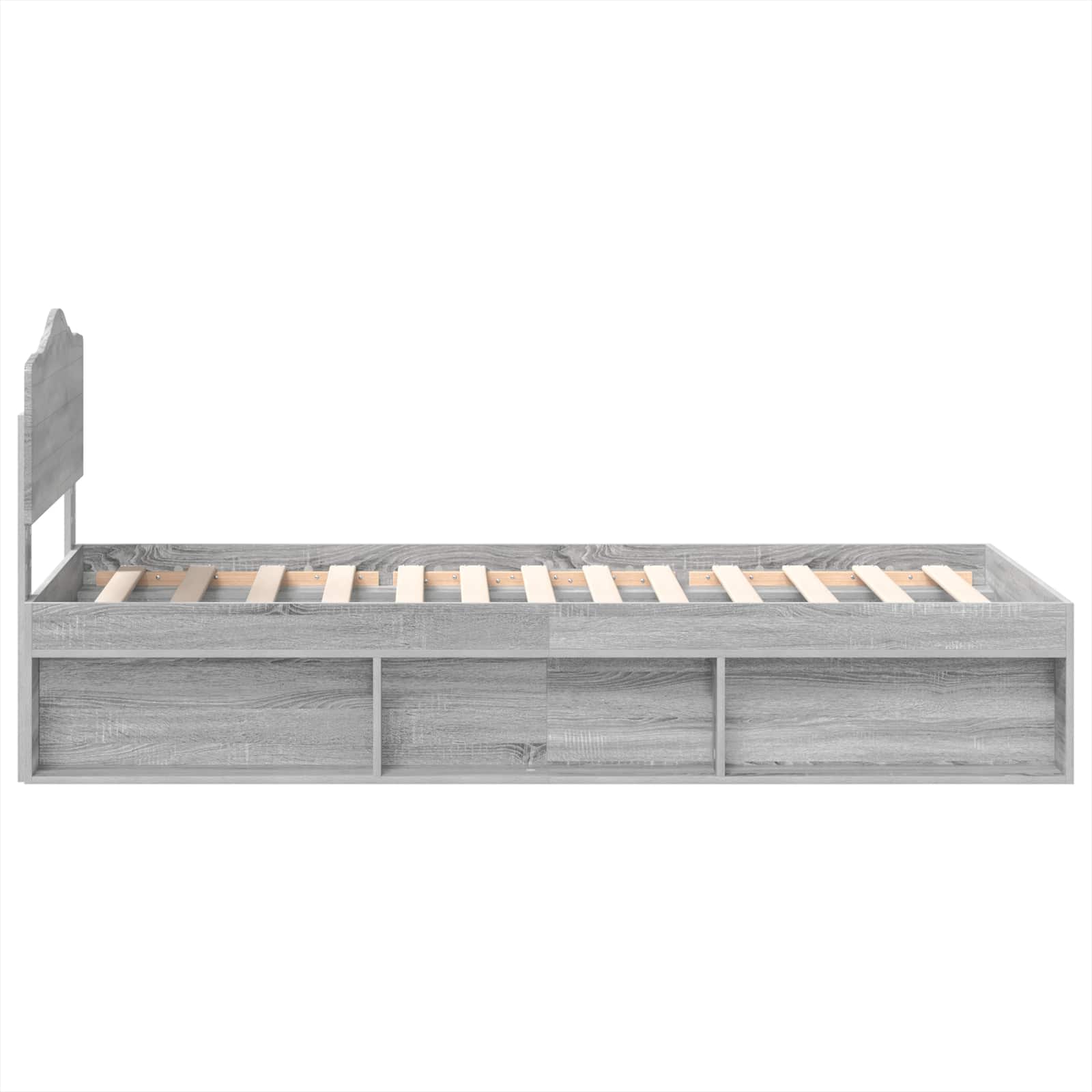 Cadre de lit gris 100 x 200 cm en bois de pin massif - 8