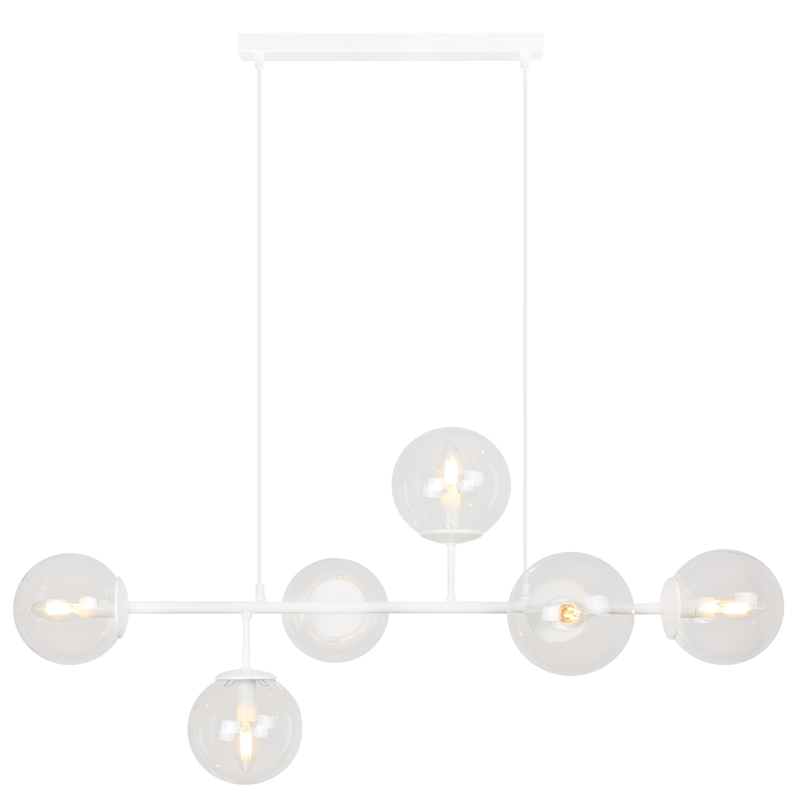 Lampa sufitowa wisząca Siena biała glamour 6xE14 klosz kula bezbarwna Light Home LH