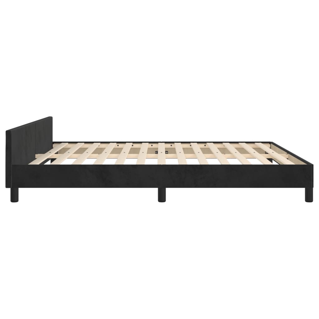 Cadre de lit sans matelas noir velours - 7