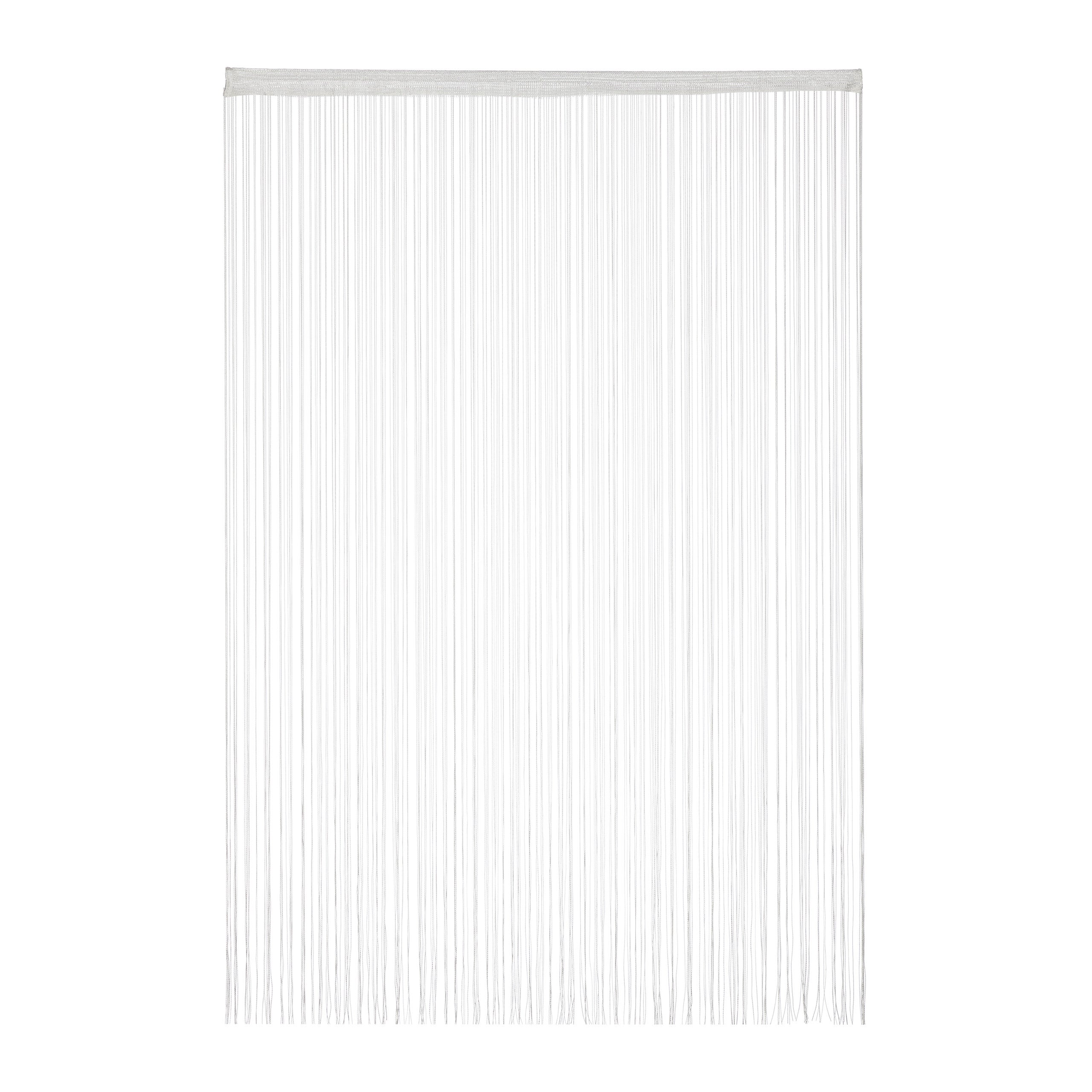 Relaxdays cortina de hilos, para cortar, con pasador, para puertas y ventanas, 145x245 cm, blanca