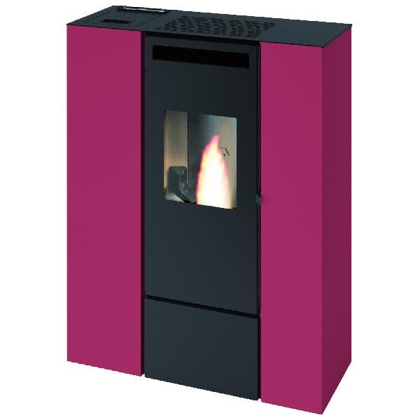 Stufa a Pellet Canalizzata Slim 11 kW Capacità Serbatoio 15 Kg Volume Riscaldabile 300 m3 colore Rosso - Pia