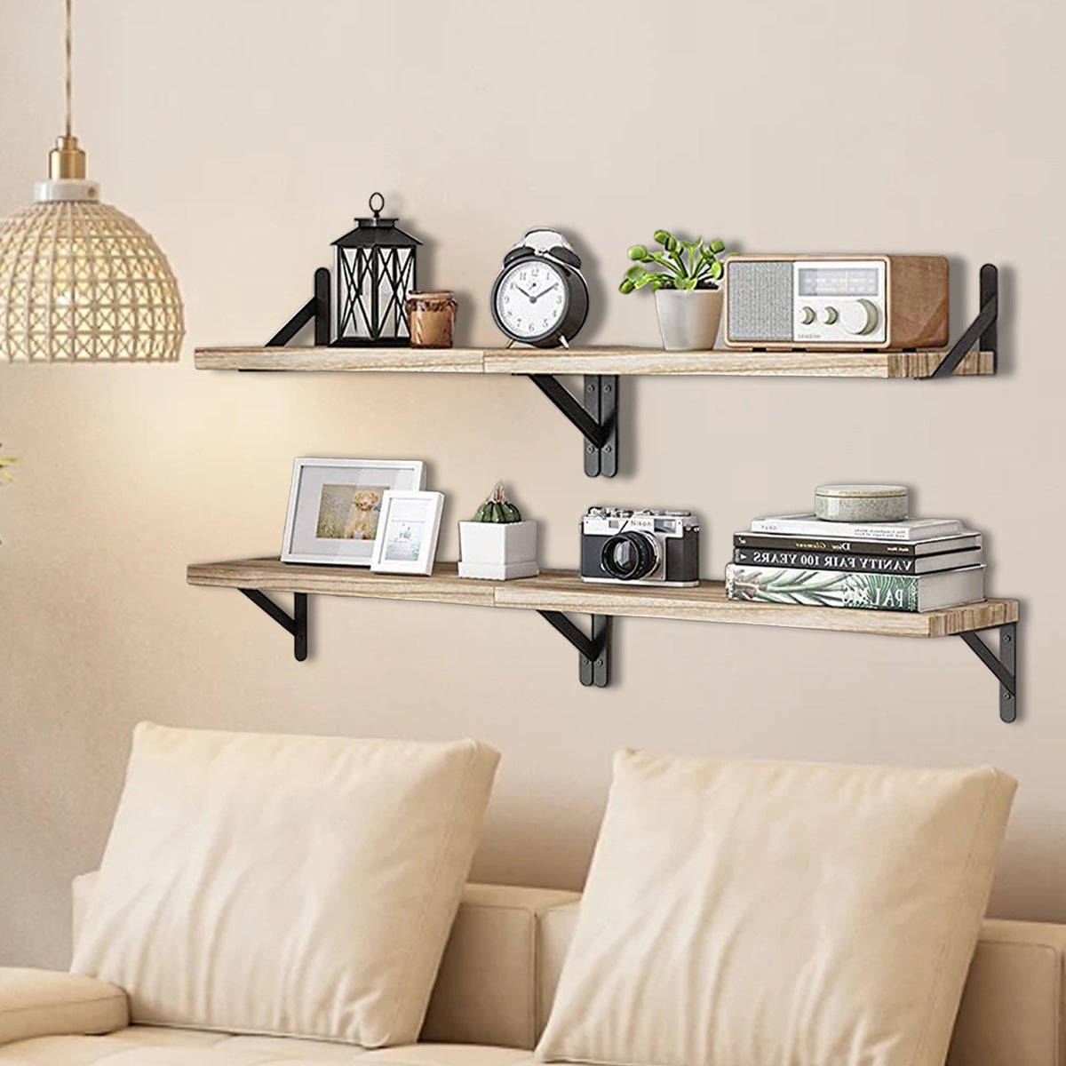 Étagère Murale, Tablette Flottant, Lot de 4, Étagère de Rangement Suspendue, pour Salon, Cuisine, Bureau, Salle de Bain - 4