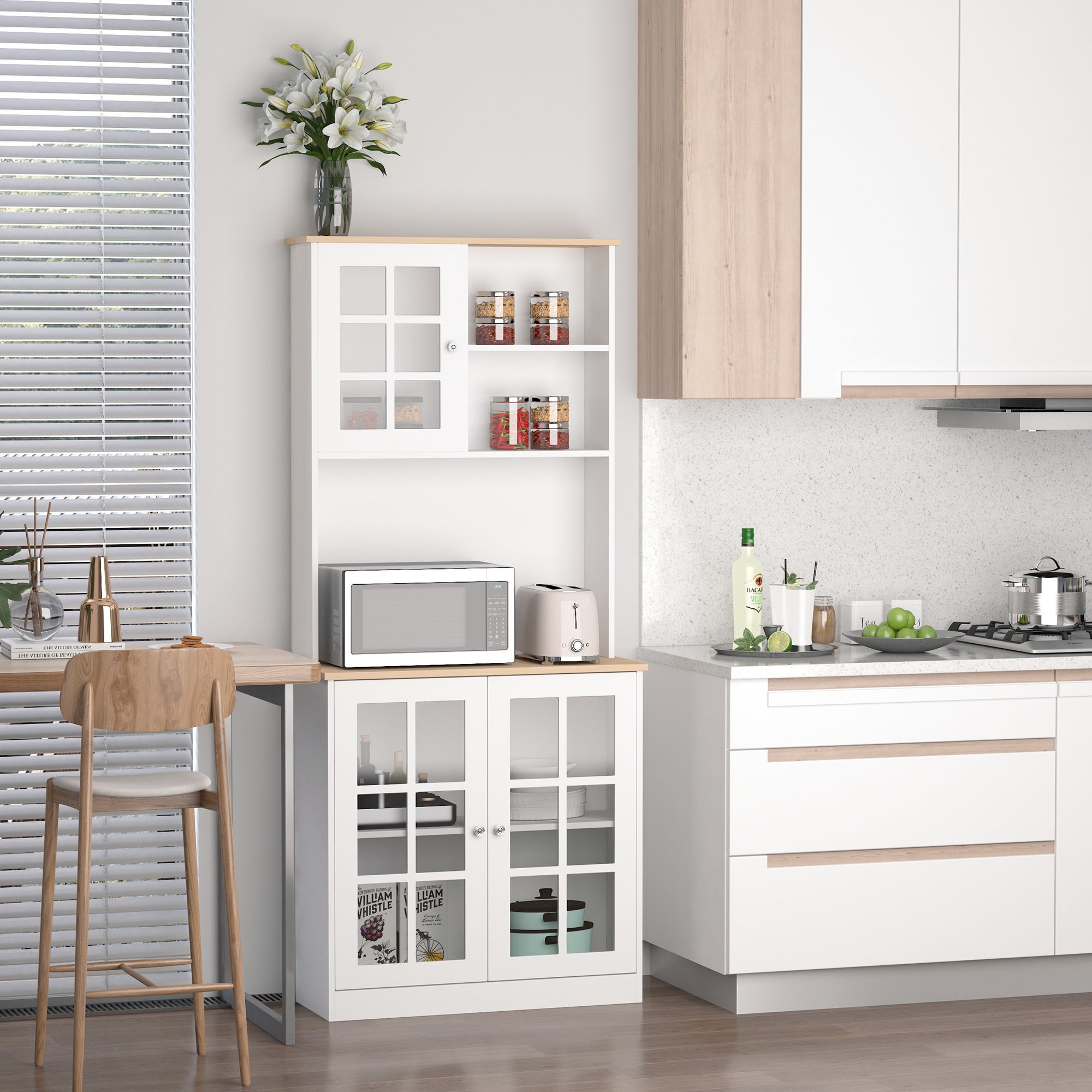 Armario de cocina Homcom blanco 80x37x183 cm MDF - 2