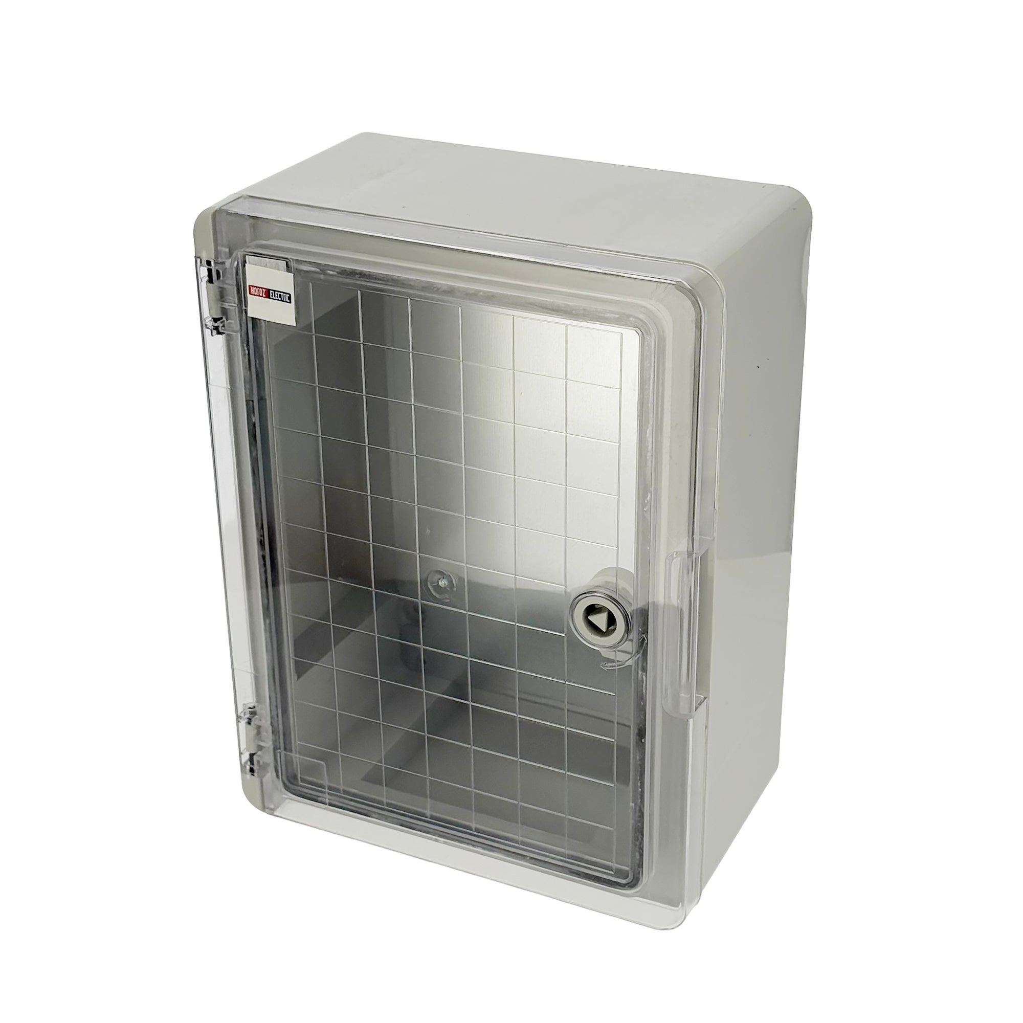 Obudowa standardowa ABS 250x330x140 z ocynkowaną płytą montażową z przezroczystymi drzwiami szara HOROZ ELECTRIC