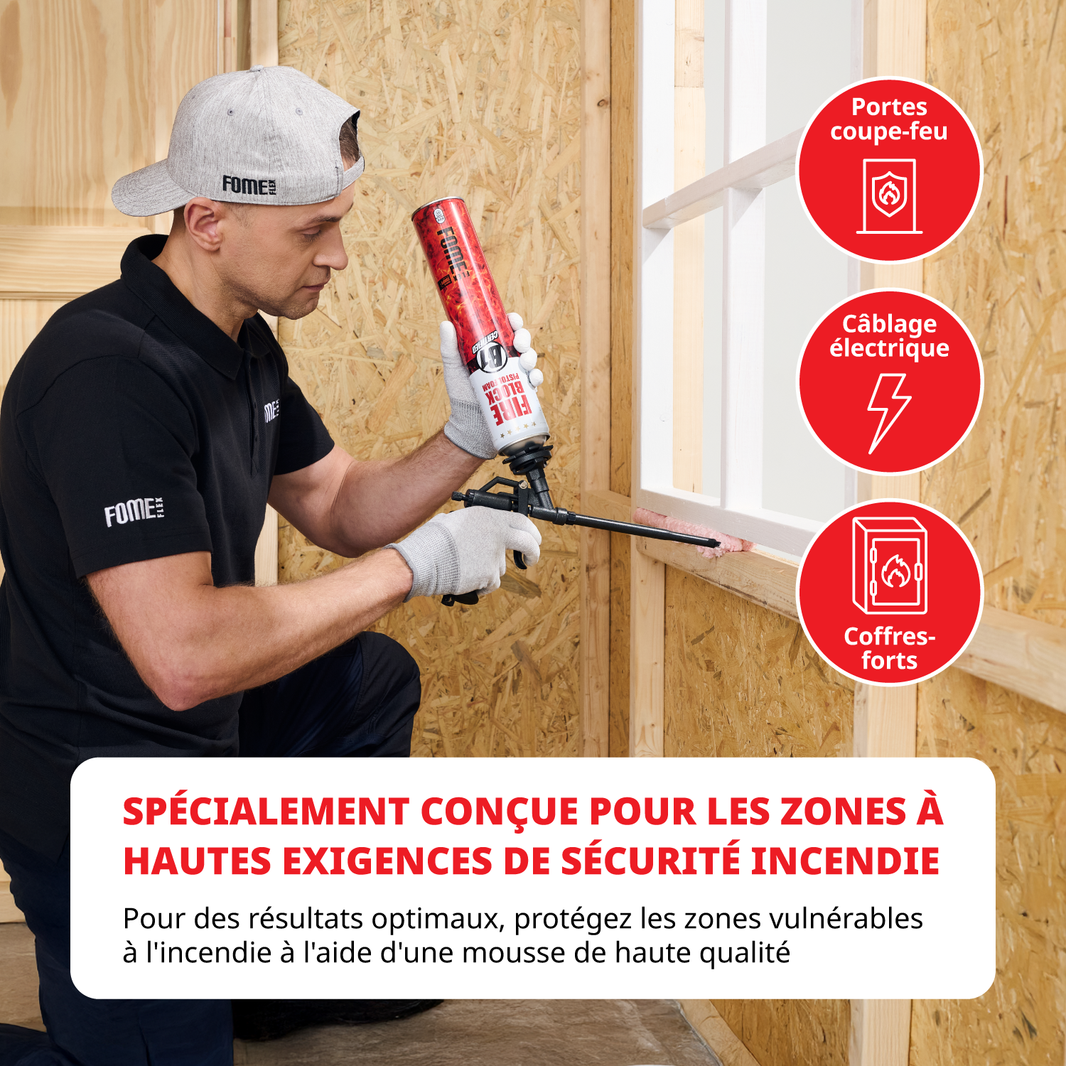 Mousse polyuréthane coupe-feu FOME FLEX Fire Block – pistolable, haute résistance, joints minéraux & métalliques – 750 ml - 6