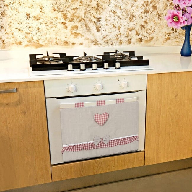 Copriforno Da Cucina Ricamato A Cuore Rosso - Morbido E Universale Per Forno Moderno - Foto 11