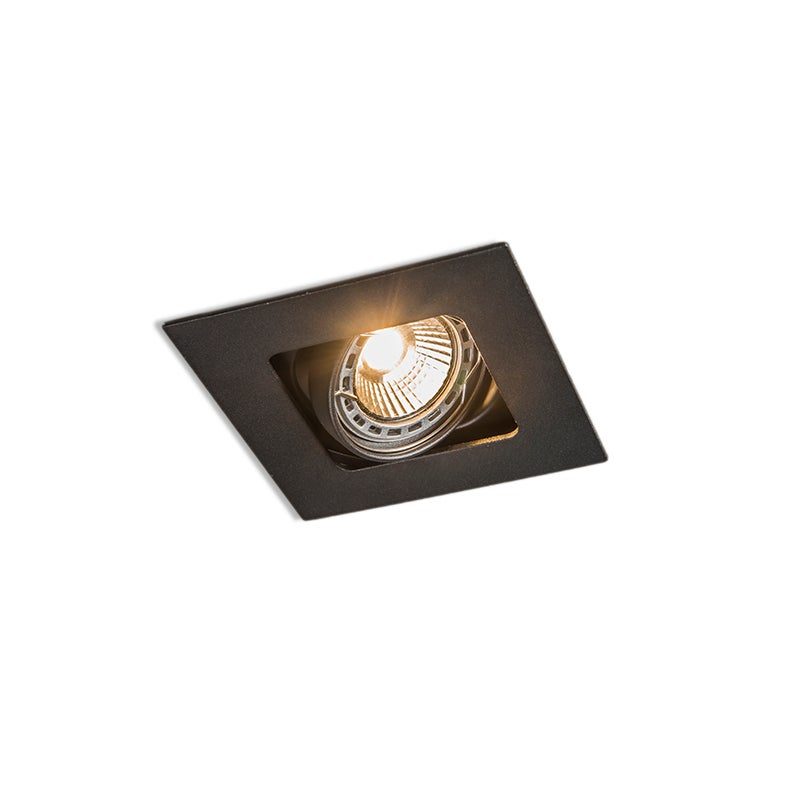 Qazqa reflektory wpuszczane - Artemis - czarny, gu10, max. 50w, kompatybilny z żarówką LED, 10cm, kwadratowy, IP20oświetlenie