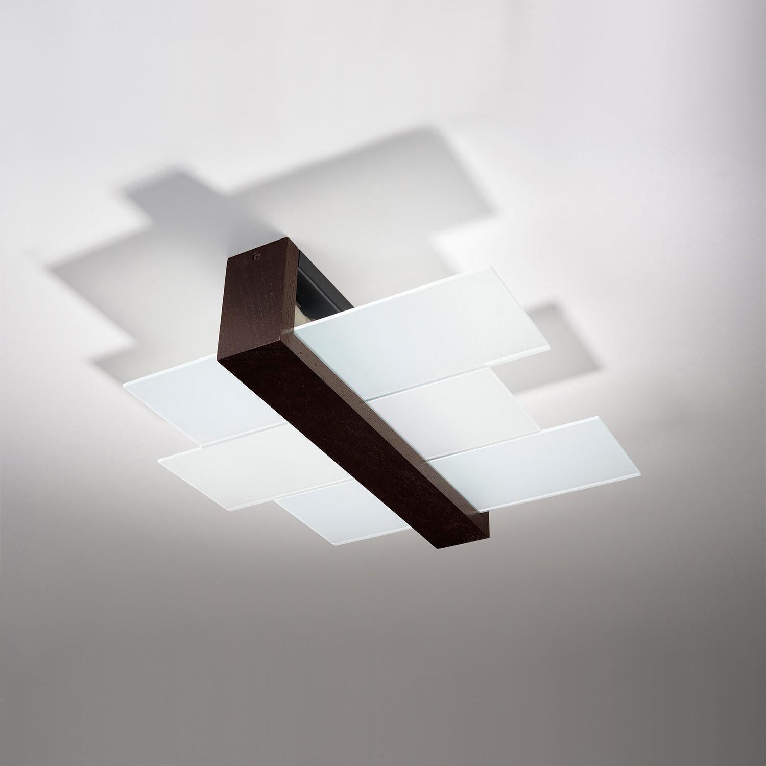 Lampa sufitowa wisząca Feniks wenge-biała 2xE27x60W wym: 12 x 43 x 43 cm metal Sollux Lighting