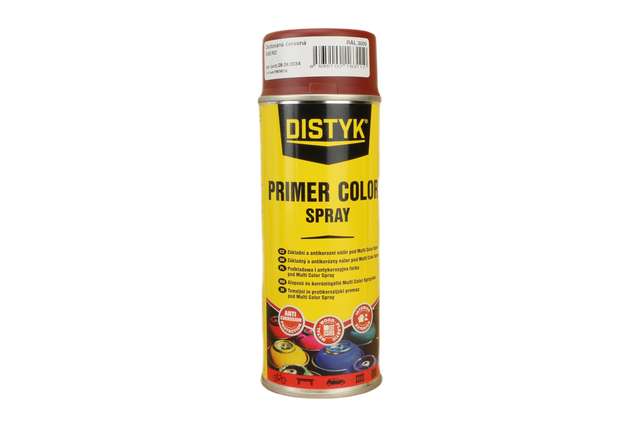 Farba podkładowa antykorozyjna Primer Spray DISTYK 400ml, oksydowana czerwona, odporny na UV i deszcz