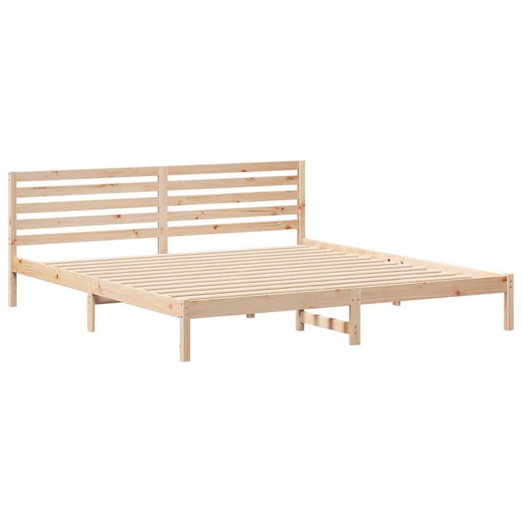 Łóżko Drewniane Brązowe Rama Łóżka Ze Stelażem Sypialnia Pokój 200 x 210 cm