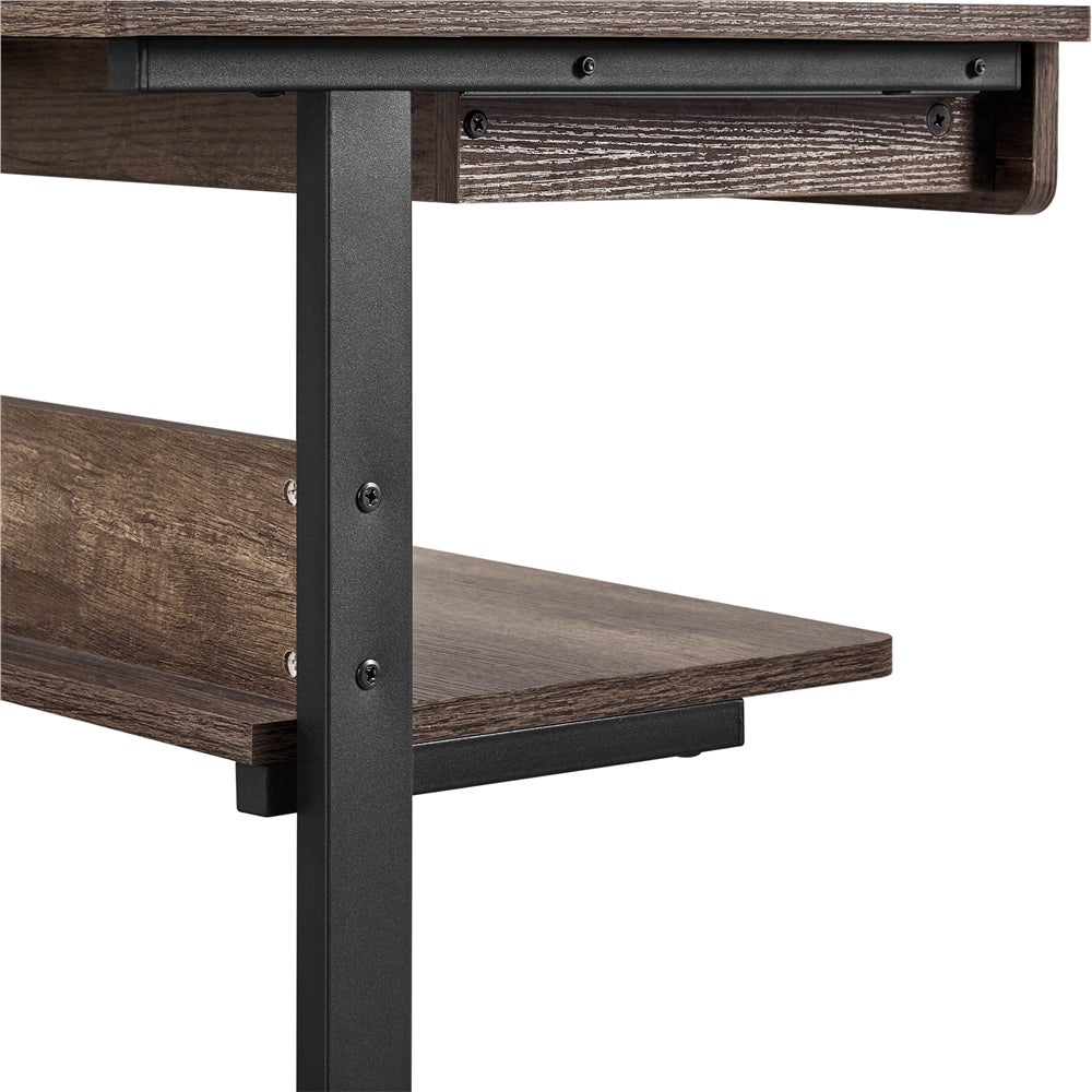 Bureau d'ordinateur Portable en Métal avec Roulettes et Tiroir Étagères de Rangement, Taupe Yaheetech - 7