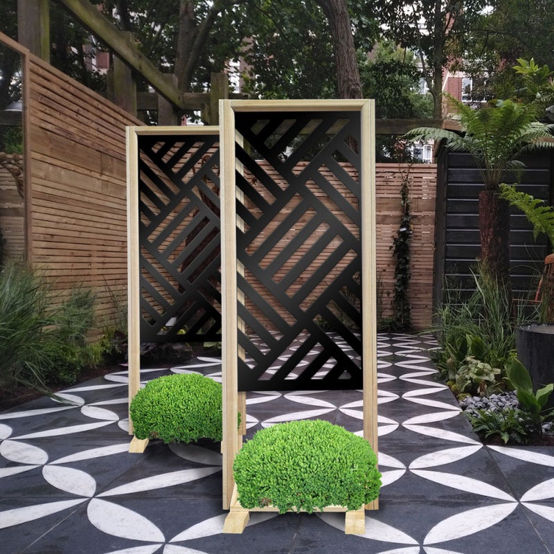 LINEAR MILL - Separè - Wolnostojący ekran modułowy - 70x190 cm - Z drewna i PCV, kolor wewnętrzny CZARNY