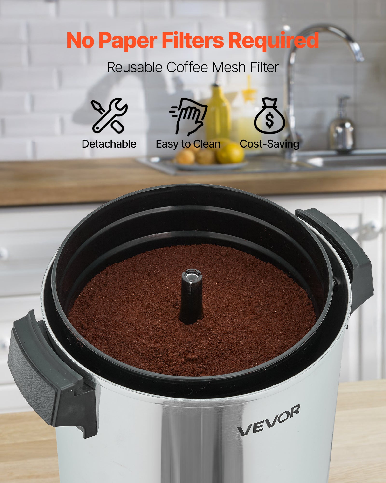 Percolateur Café VEVOR 4,5 L 30 Tasses, avec Robinet Anti-goutte, Infusion Rapide, Contrôle Automatique de la Température, pour Restauration Bar Café - 3